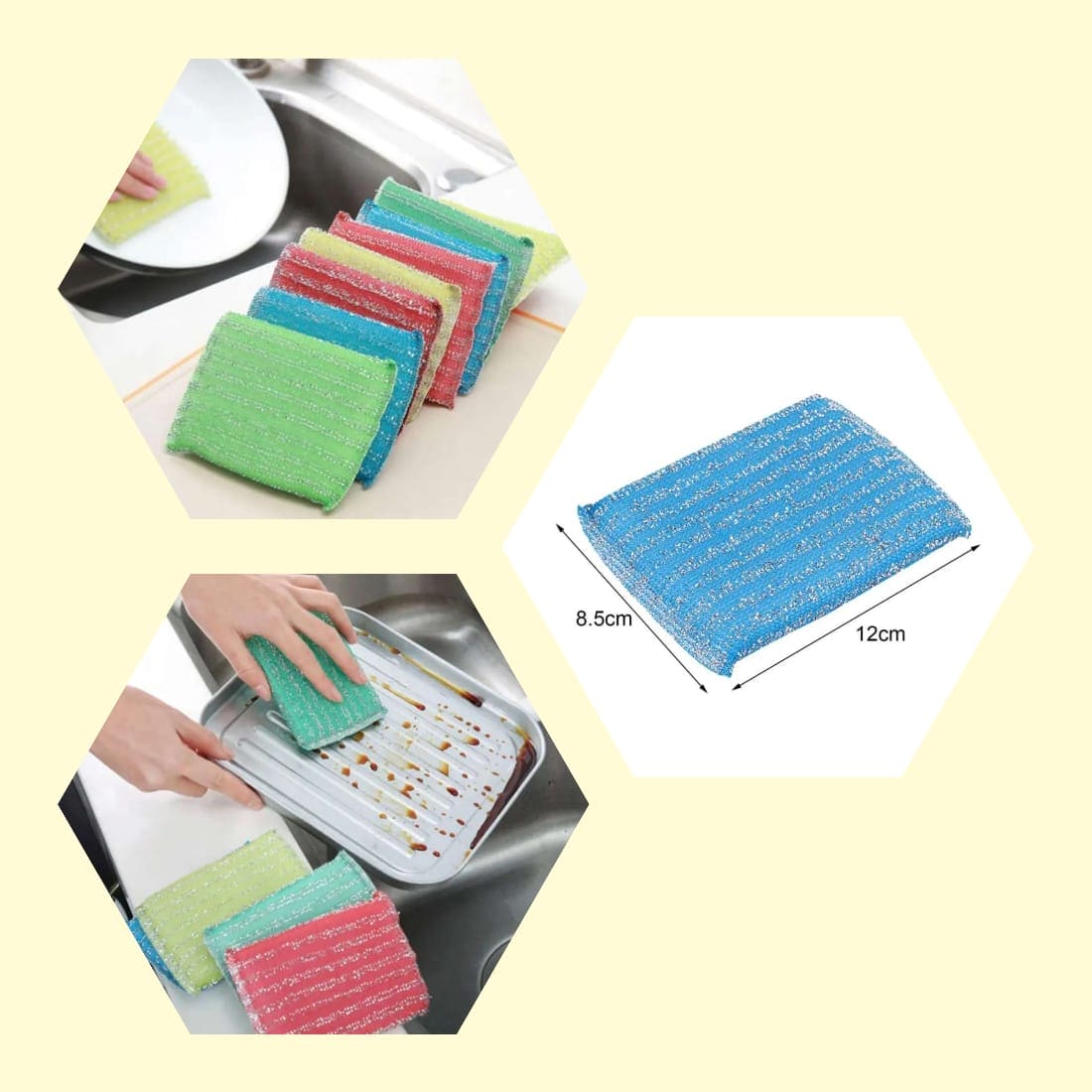 Set Of 4 Kitchen Dishwashing Sponge Fabric, Washcloths Scouring Pads, Wire Strip Diswashing Clothes, Multi-use Cooking Utensils Cleaner, Multifunctional Flexible Dish Cloth, Anti-deform Comfortable Cleaning Sponge