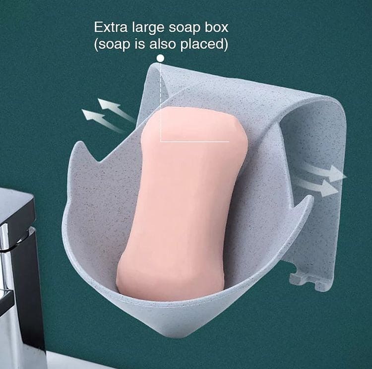 Creative Soap Holder With Hanging Hooks, Self Adhesive Soap Drain Rack, Soap Draining Tray For Bathroom