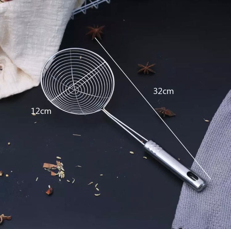 Home Kitchen Strainer, Stainless Steel Oval Skimmer, Oil Pot Food Filter, Round Stainless Steel Frying Food Colander With Long Handle, Dumplings Chaffy Dish Strainer, Kitchen Noodle Scoop Fried Strainer, Wire Fine Mesh Oil Strainer