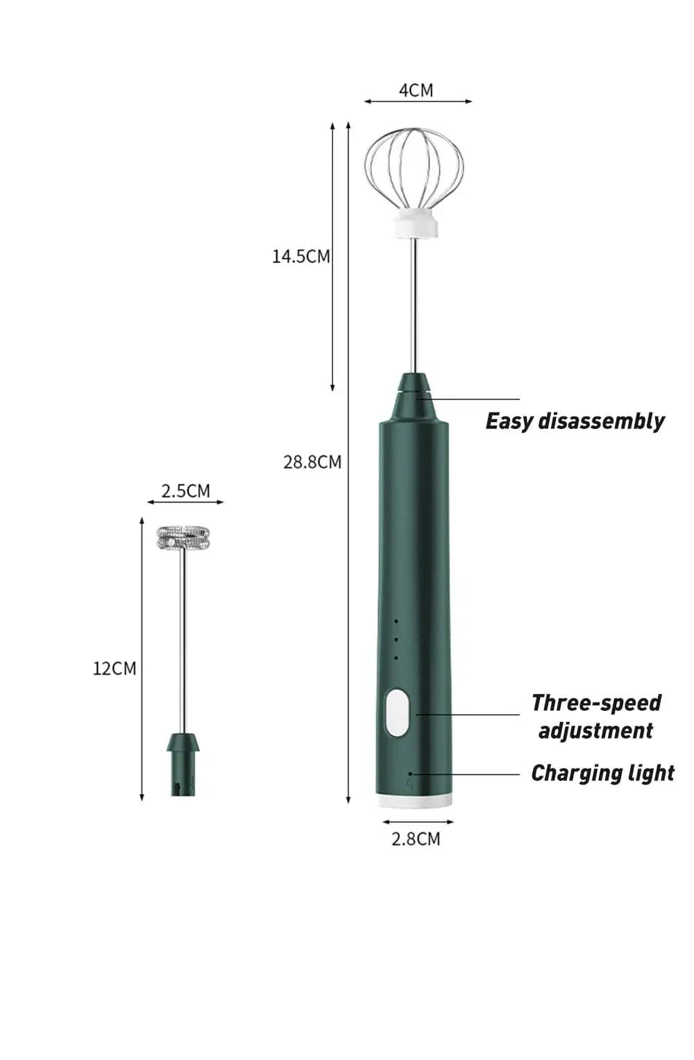 Handheld Frother Egg Beater, USB Rechargeable Coffee Blender, Household Milk Shaker Mixer Foamer Food Blender, Kitchen Cooking Tool