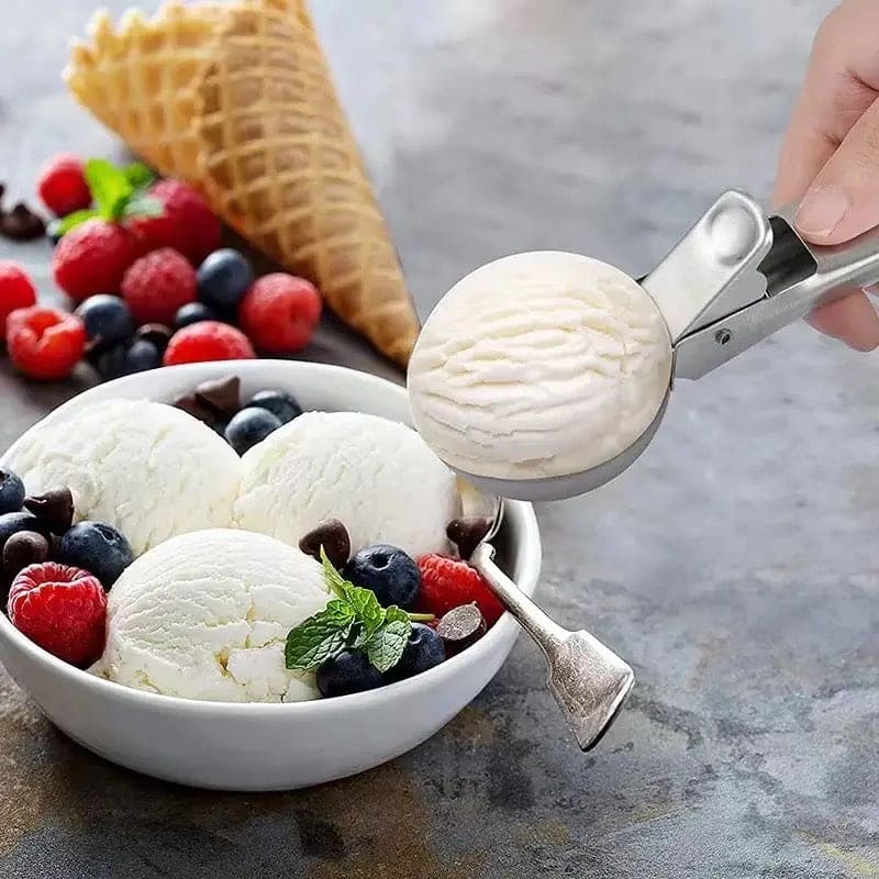 Ice Cream Scoop Spoon, Stainless Steel Ice Cream Digger, Non Stick Ice Ball Maker, Dual Purpose Cream Dipper, Multifunctional Ice Cream Scoops Stack, Ice Cream Scooper With Trigger, Scoop Spoon for Ice Cream Fruit Cookie