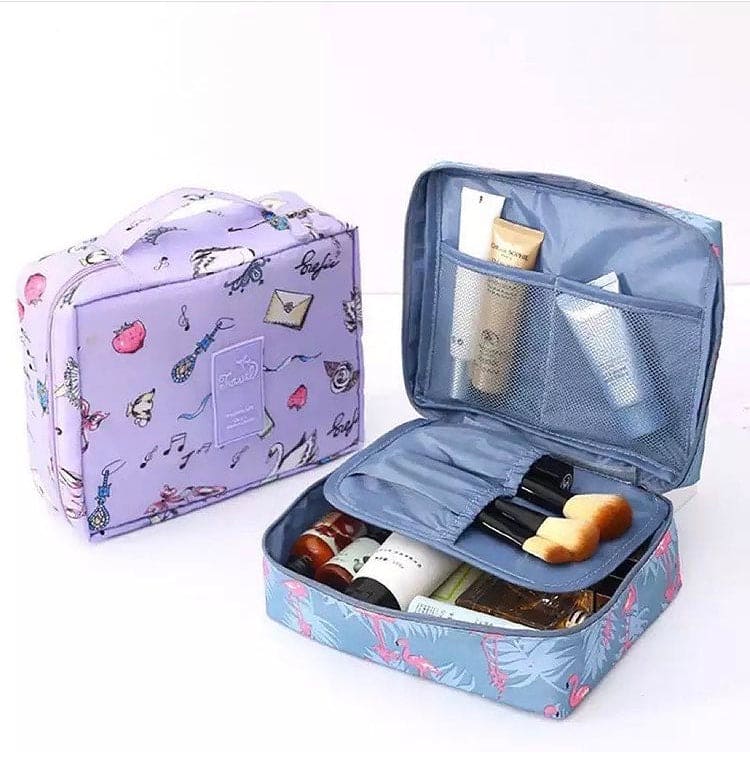 Multifunctional Travel Cosmetic Bag, Double Layer Portable Cosmetic Bag With Adjustable Dividers, Portable Makeup Pouch Brush Organizer, Purse Handbag for Women