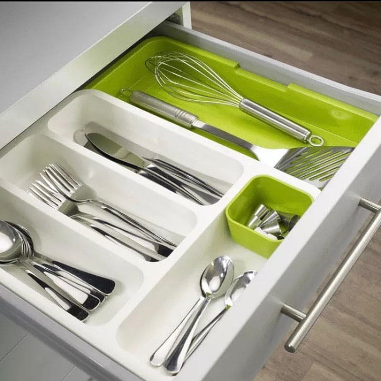 Expandable Cutlery Tray, Plastic Drawer Holder, Multipurpose Utensil Organizer