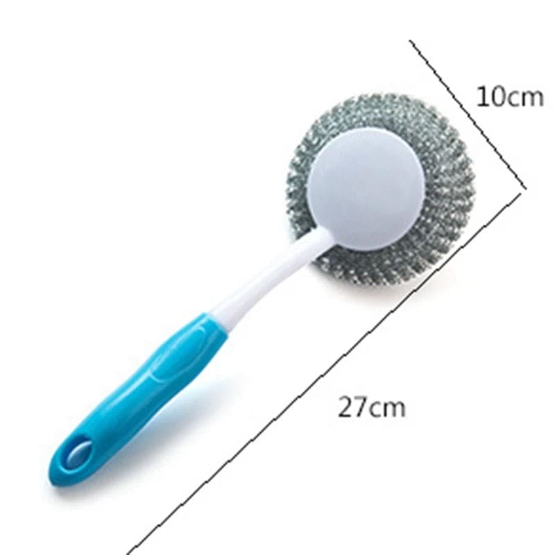 Splicing Wire Ball Scrubs Brush, Long Handle Removable Replacement Brush, Utility Stainless Steel Wire Ball Brush, Durable Cleaning Brush, Dish Bowl Washing Kitchen Gadget, Nano Steel Ball Cleaning Scrubber