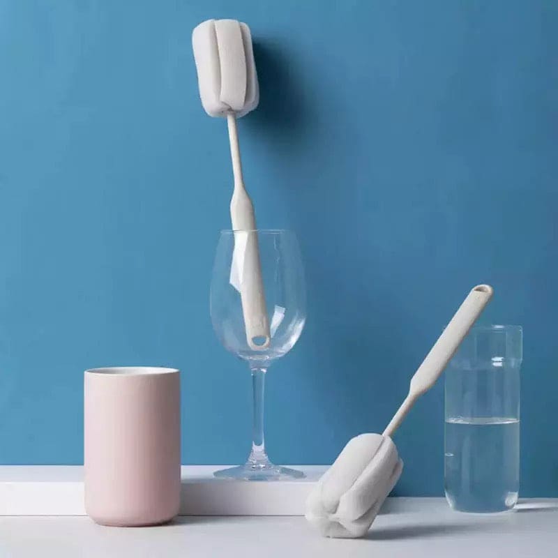 Soft Foamic Sponge Bottle Cleaning Brush, Multifunction Handled Washing Brush For Bottle Glass, Plastic Handle Wine Glass Cup Brush Scrubber