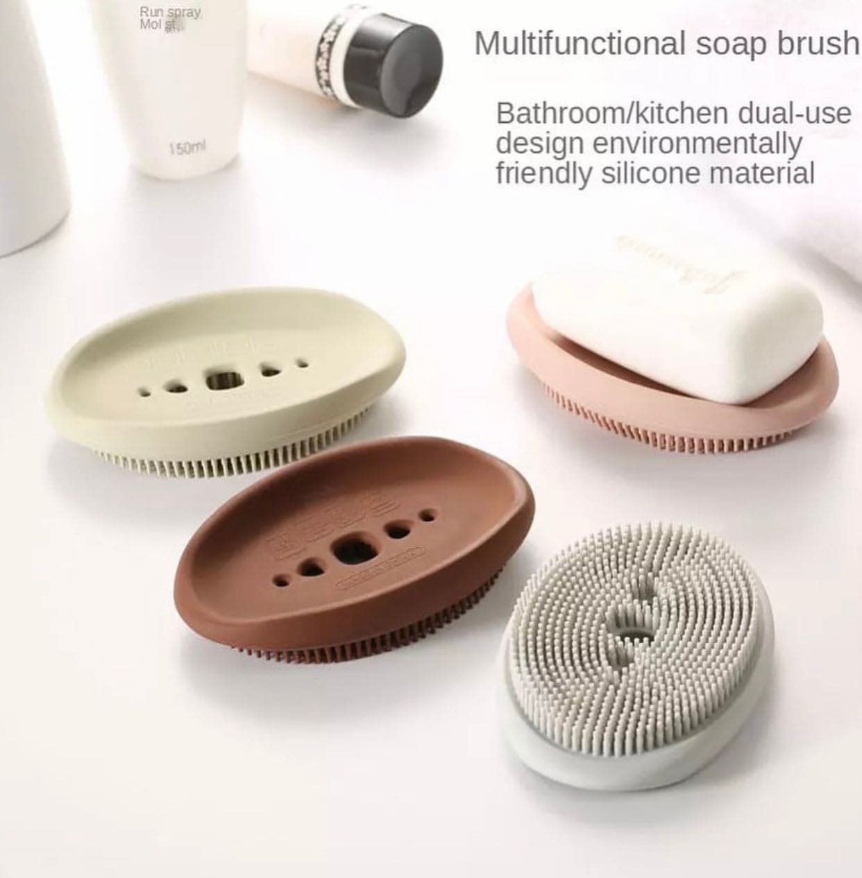 Creative Double Sided Flexible Multifunctional Silicone Soap Holder, Flexible Multifunctional Bathroom Kitchen Soap Dish, Cleaning Brush Soap Storage Box