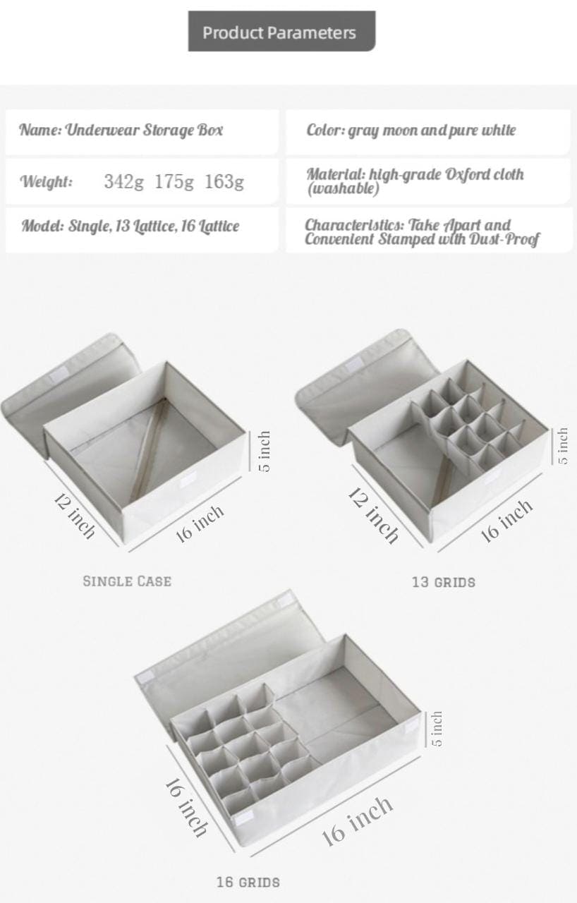 Set Of 3 Foldable Storage Organizer, Drawer Closet Storage Organizer, Socks Lingerie Box, Storage Box for Clothes Socks