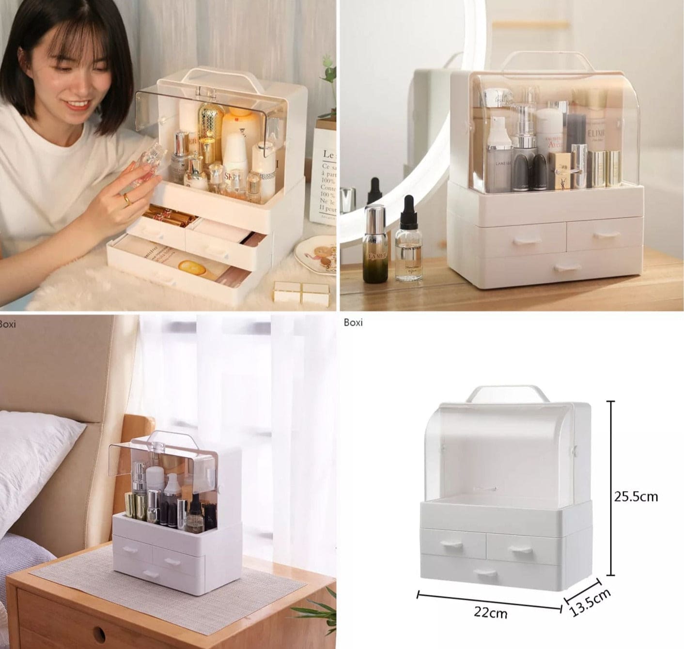 Creative Drawer Type Cosmetics Storage Box With Cover, Dust-Proof Skin Care Products Rack Dressing Table Desktop Finishing Box, Multi-layer Drawer Makeup Organizer, Cosmetic Cotton Swab Container