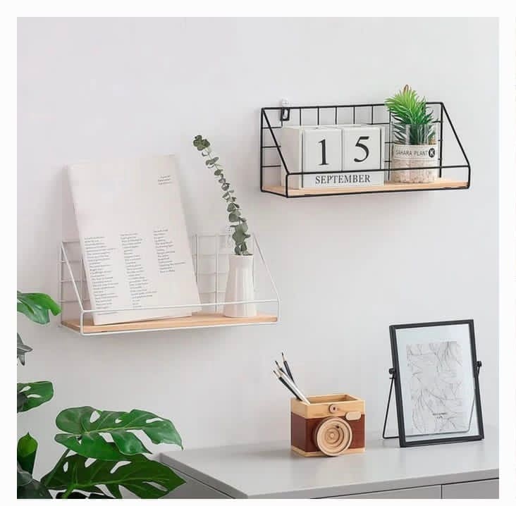 Gird Wall Shelf, Grid Wall Hanging Shelf, Wire Wood Organizer,  Iron Floating Display Shelf, Home Decorative Hanging Grid Basket, Wall Art Shelve Flower Pot Stand