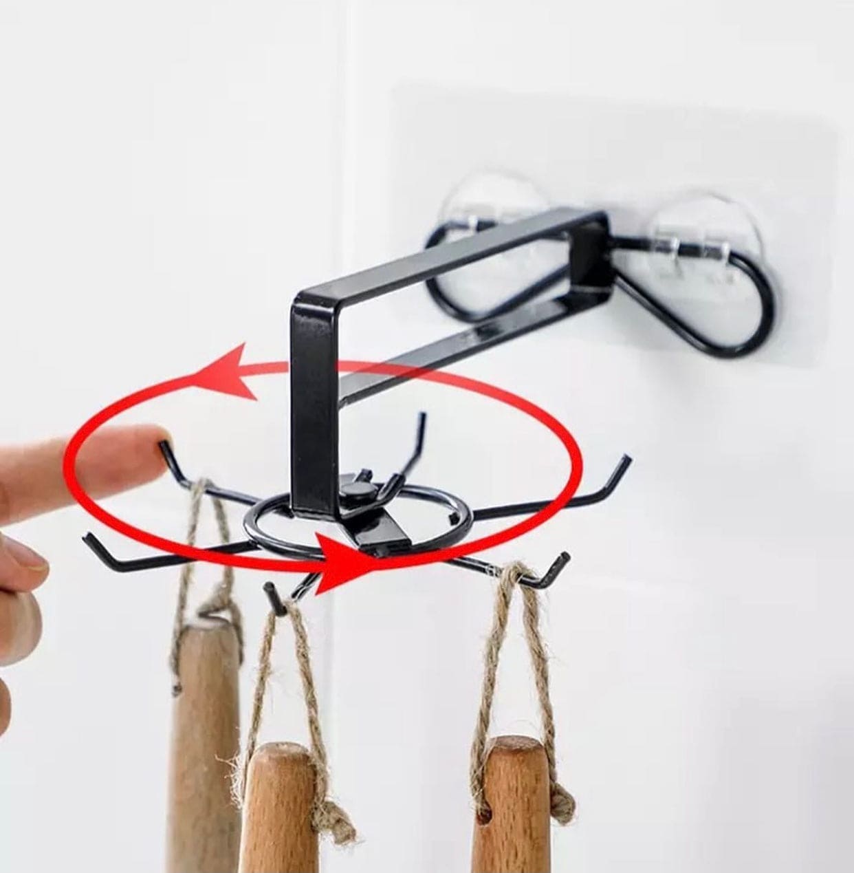 360˚ Degree Rotatable Six Claw Storage Hooks, Punch-free Multipurpose Hooks, Folding Self-Adhesive Vertical Flip Hook