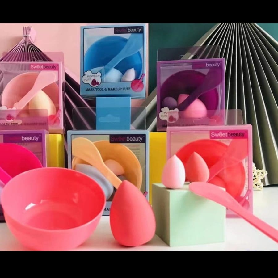 Sweet Baby Mask Tool, Mini Sponge Makeup Blender With Bowl And Spatula, Beauty Sponge For Touch Up