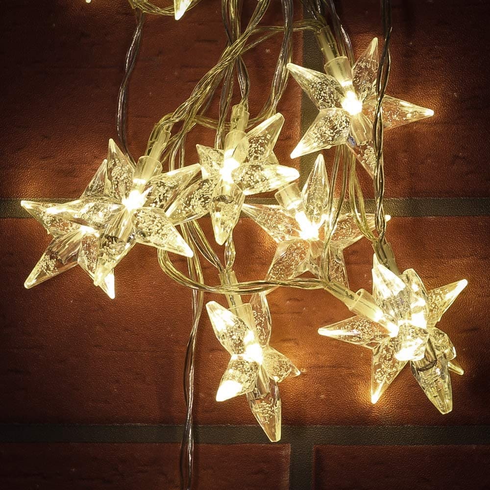 20 Led Star Lights, Star Shaped Curtain String Lights, Decoration Garland Lamp For Decoration, Outdoor Patio Decoration Twinkle Lamp